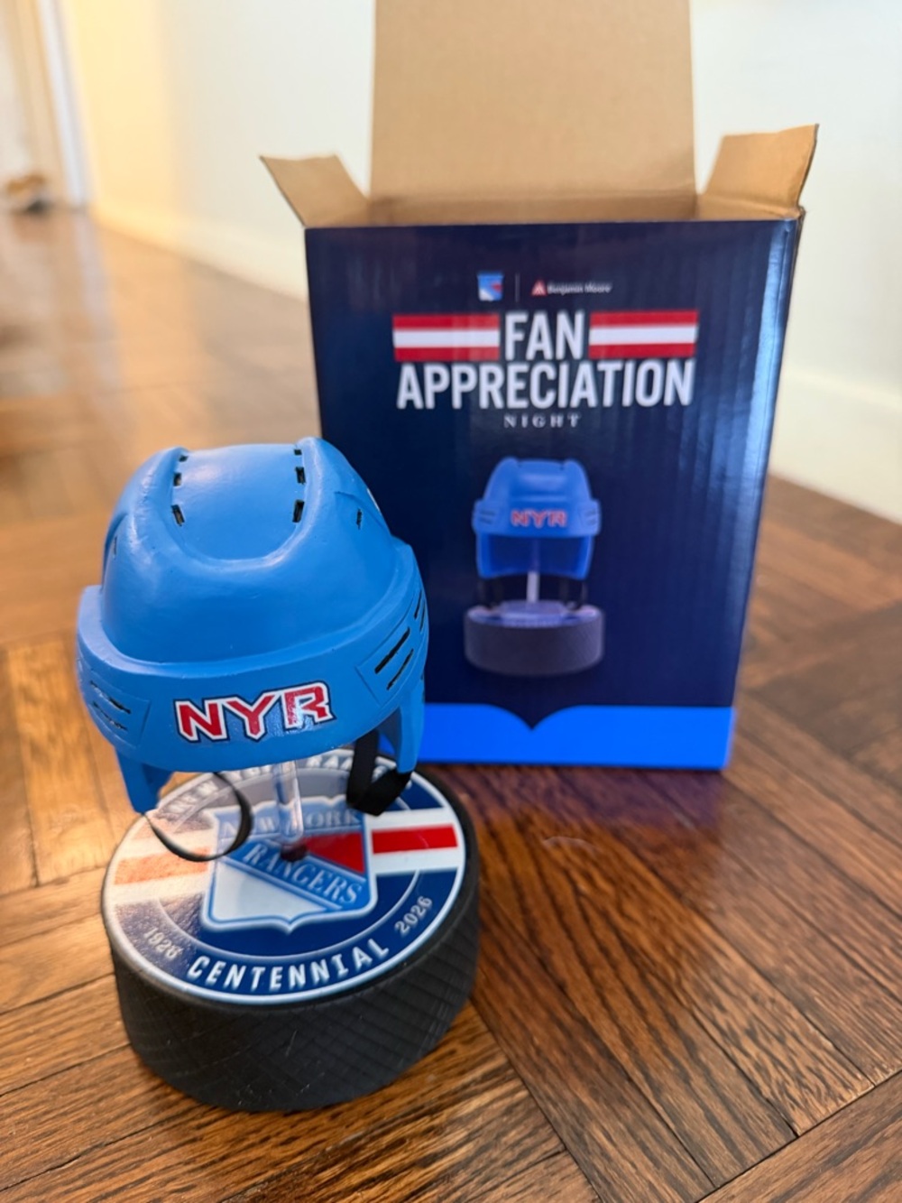 Blue Fan Appreciation Hockey Helmet Display